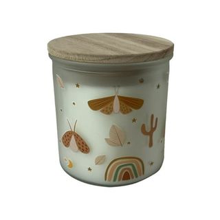 Mainstays Outdoor Citronella Glass Candle in a butterfly decal jar