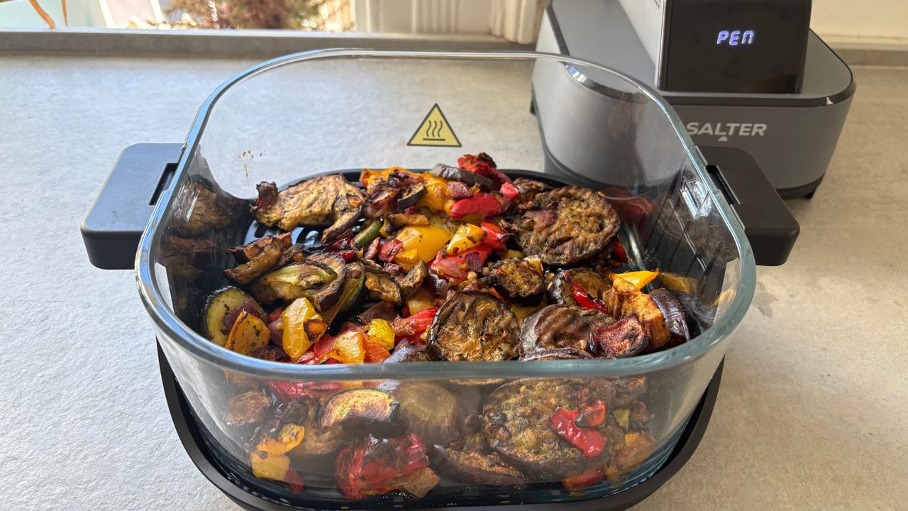 Testing the Salter Crisp &amp; Go Portable Air Fryer to make grilled vegetables
