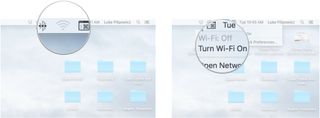 Click the Wi-Fi icon in the menu bar and then click Turn Wi-fi On.