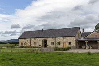 rear view of restored Welsh barn