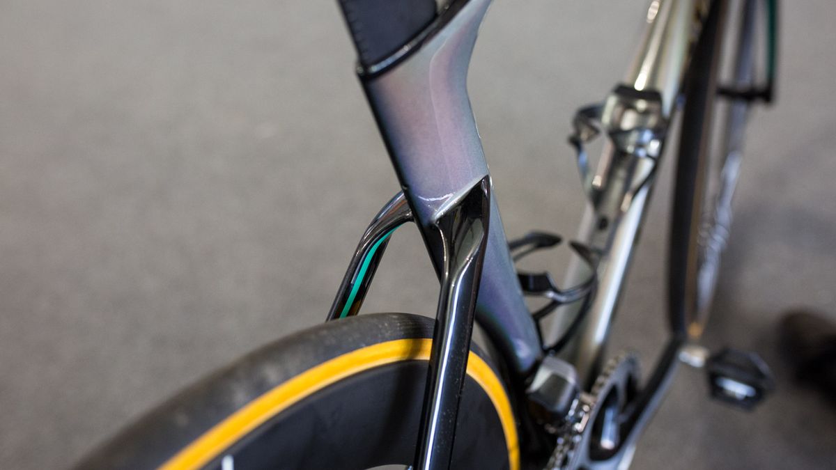 There are a few flashes of the Bora-Hansgrohe team colours