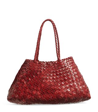 Large Leather Woven Santa Croce Tote Bag