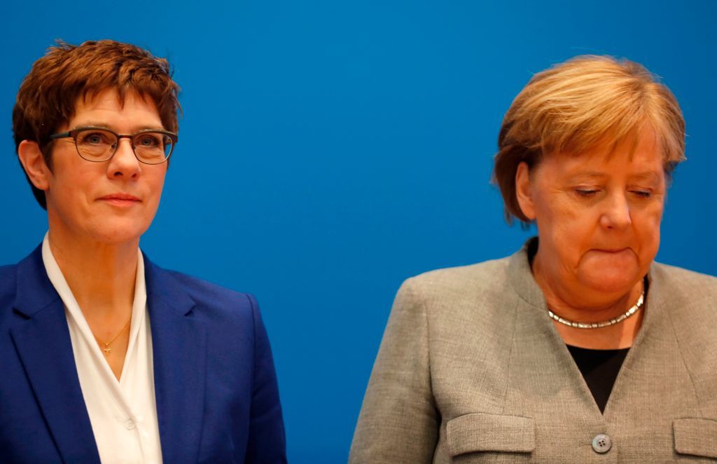 Annegret Kramp-Karrenbauer and Angela Merkel