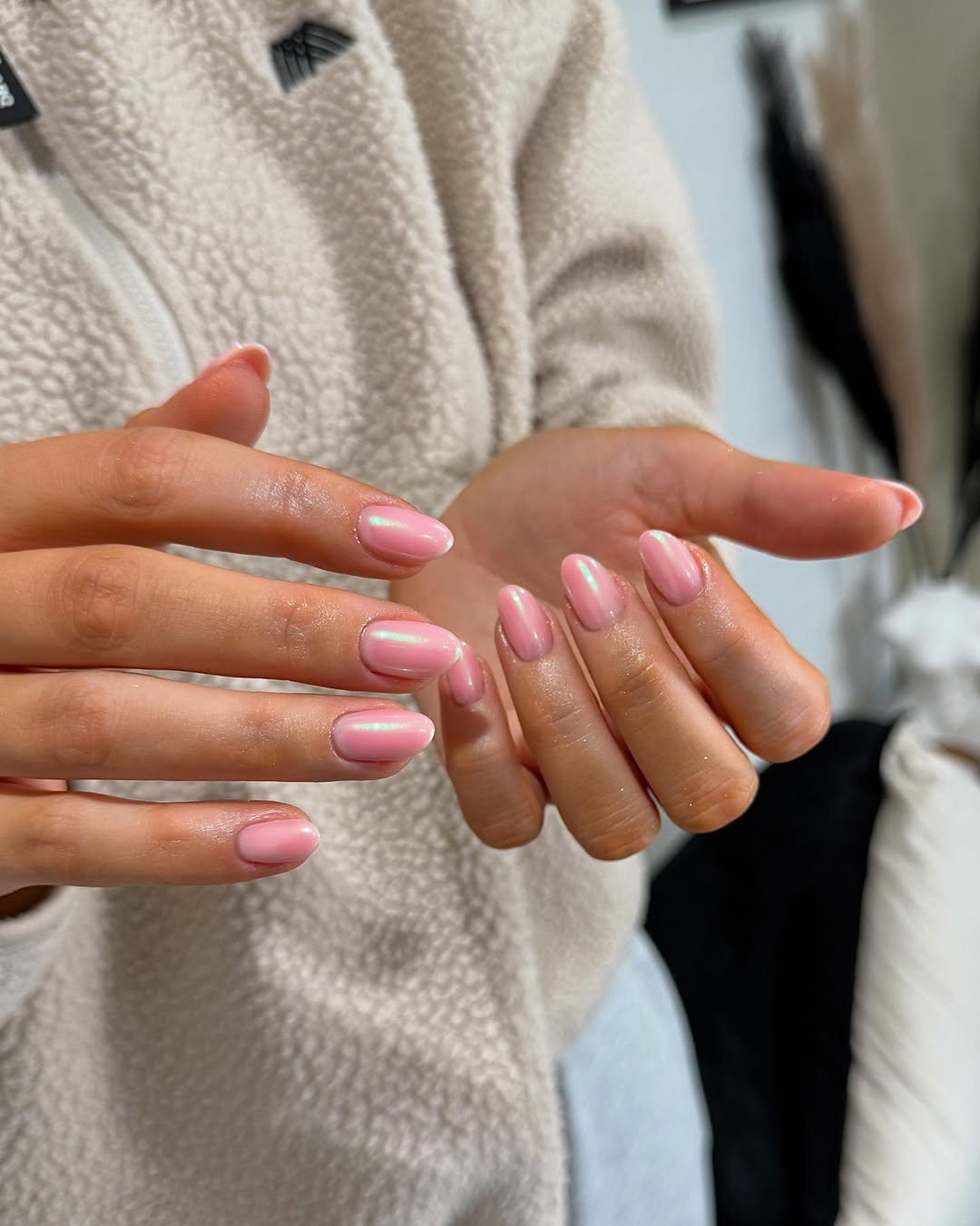 chrome pink nails