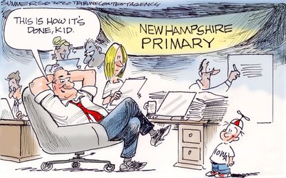 Political Cartoon U.S. Democrats New Hampshire Iowa caucus primaries 2020 election
