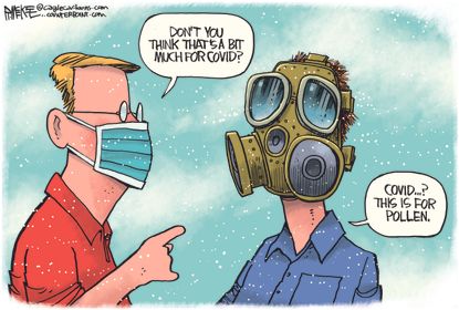 Editorial Cartoon U.S. covid mask pollen spring allergies