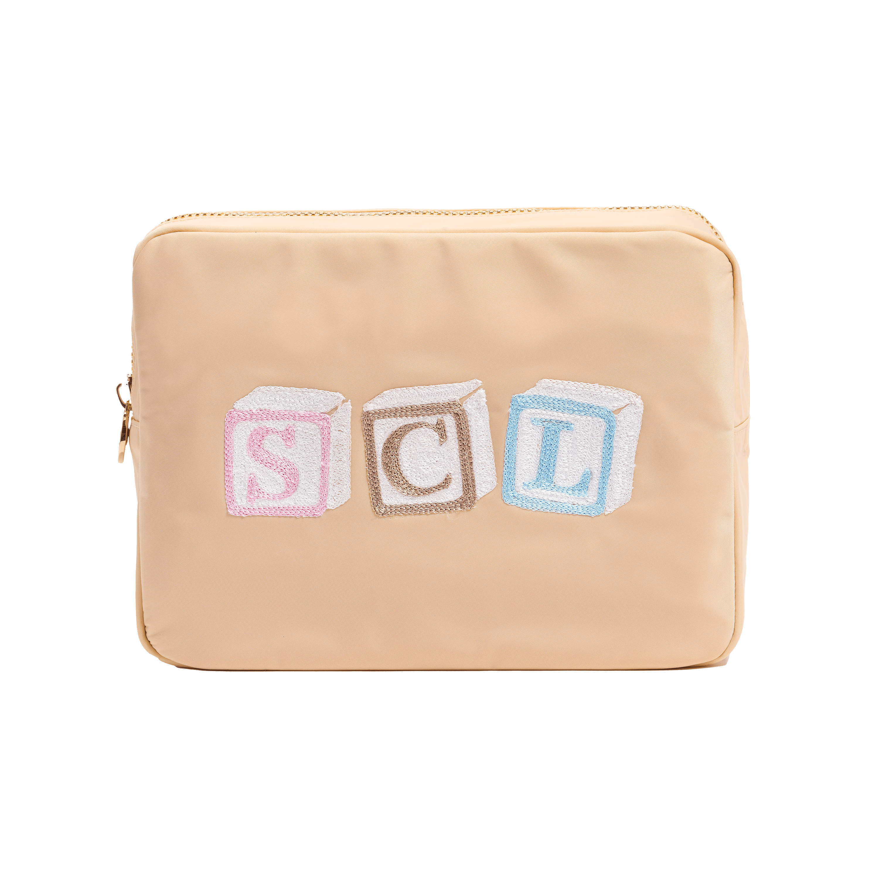 Hand Embroidered Custom Block Large Pouch