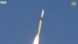A Japanese H-2A rocket launches the QZS-R1 navigation satellite into orbit from the Tanegashima Space Center.