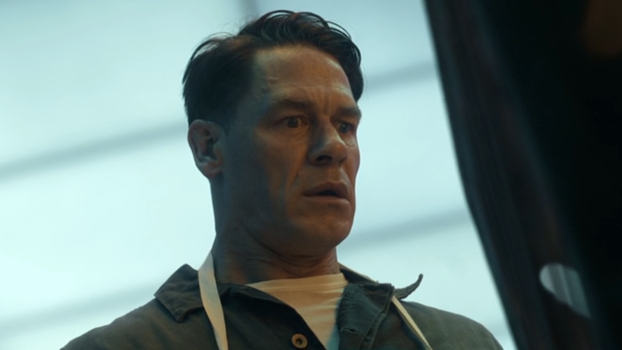 Chris looking at Alt Dimension Peacemaker&#039;s body being burned in Peacemaker Season 2