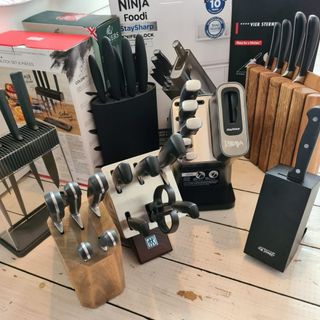 All the knife blocks ready for review