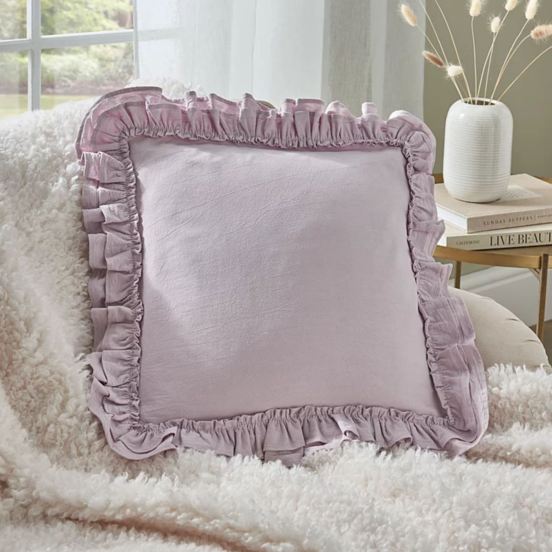 Stacey Solomon Double Frill Plain Cushion