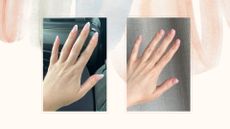 Side by side images showing BIAB vs acrylic nails 