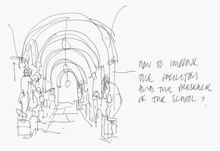 Concept drawing of the RA Schools' cast corridor by David Chipperfield