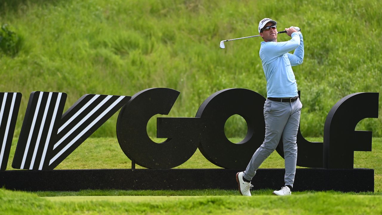 Andy Ogletree takes a shot at the 2022 LIV Golf London tournament