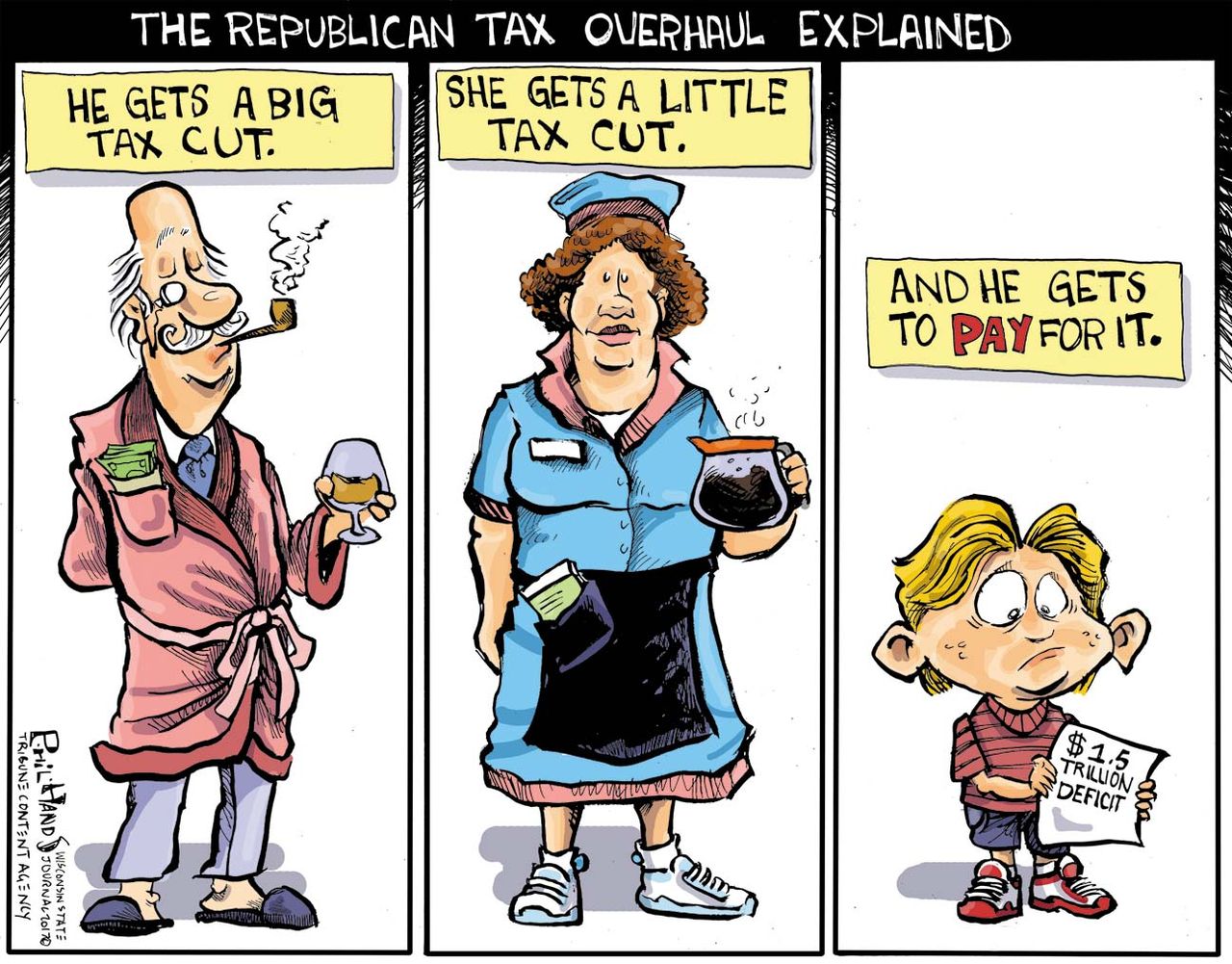 Political cartoon U.S. GOP tax cuts wealthy