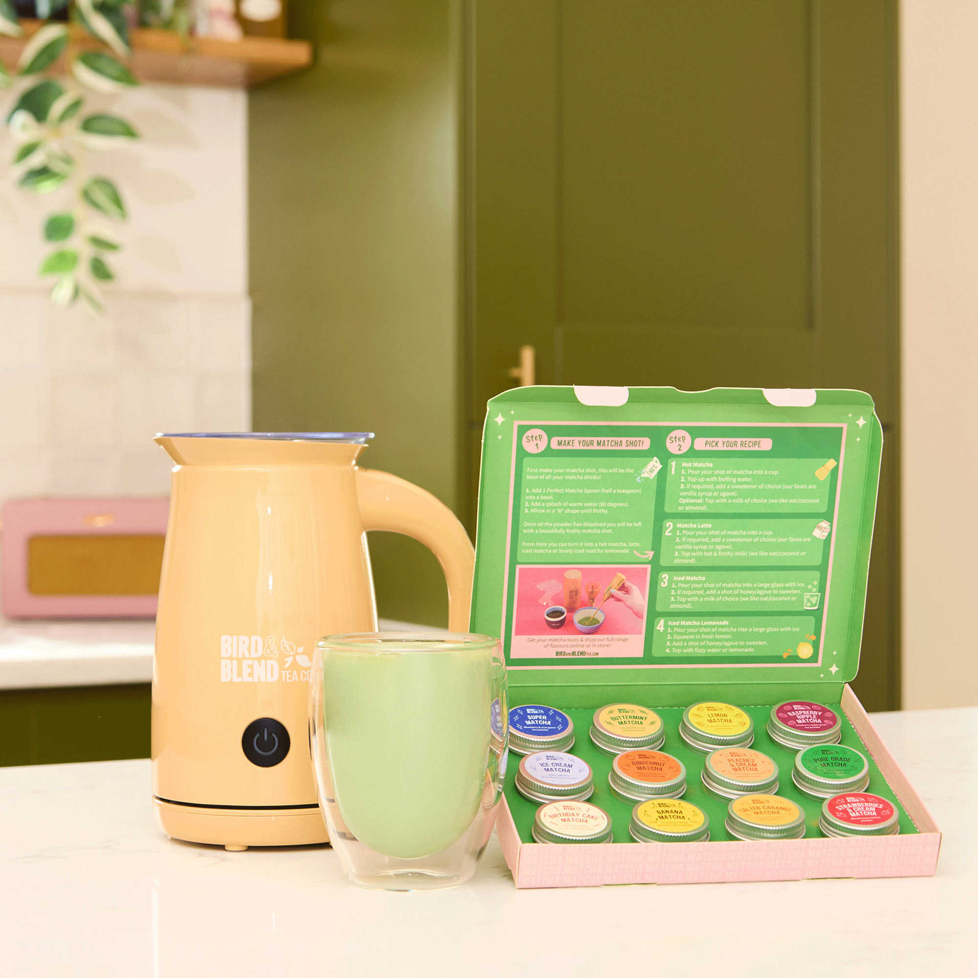 Yellow Bird & Blend matcha latte magic whisk