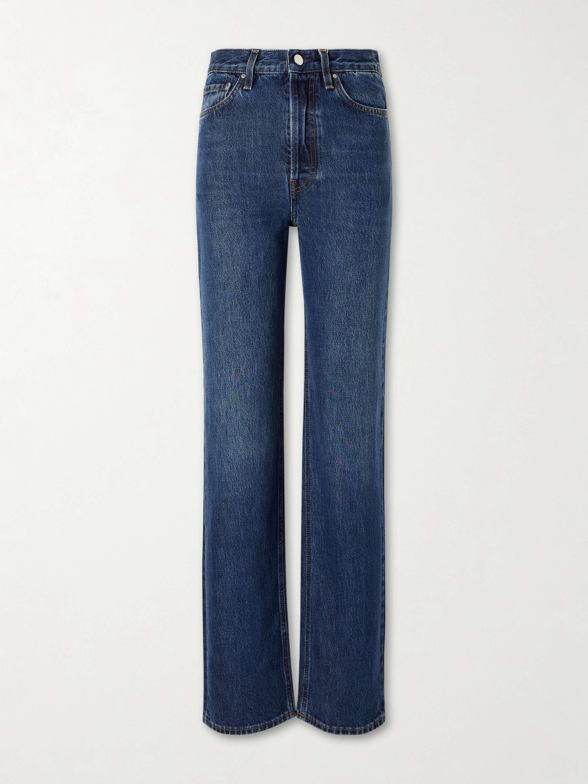 Logo-Appliquéd Mid-Rise Straight-Leg Jeans