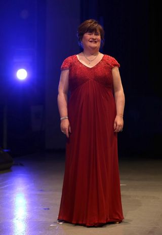 Scottish singer Susan Boyle before playing the 30th anniversary Variety Performance show at the SECC in Glasgow.