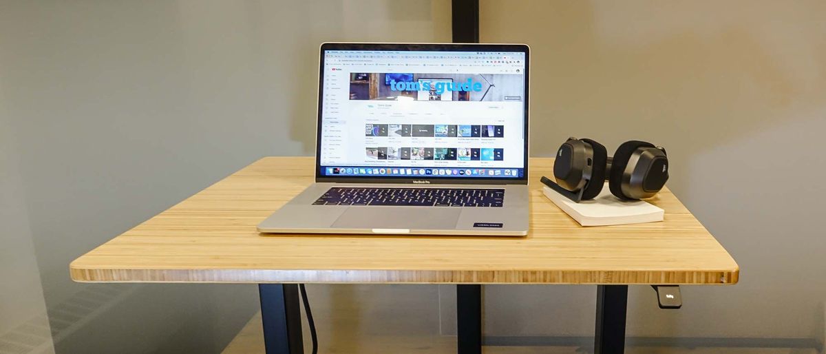 Fully Jarvis Bamboo standing desk in office