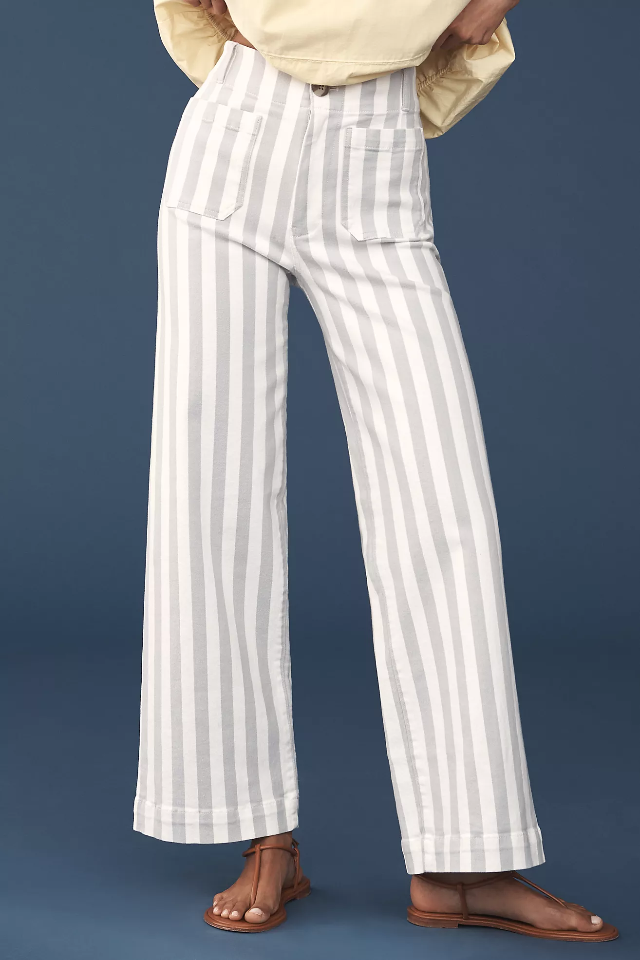 Colette Striped Full-Length Wide-Leg Pants by Maeve