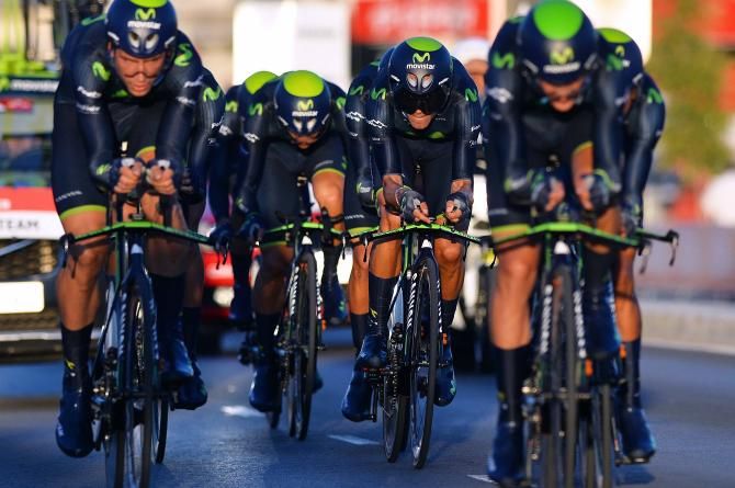 Movistar topped the standings on the team time trial