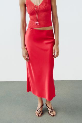 Zara, Satin Effect Midi Skirt