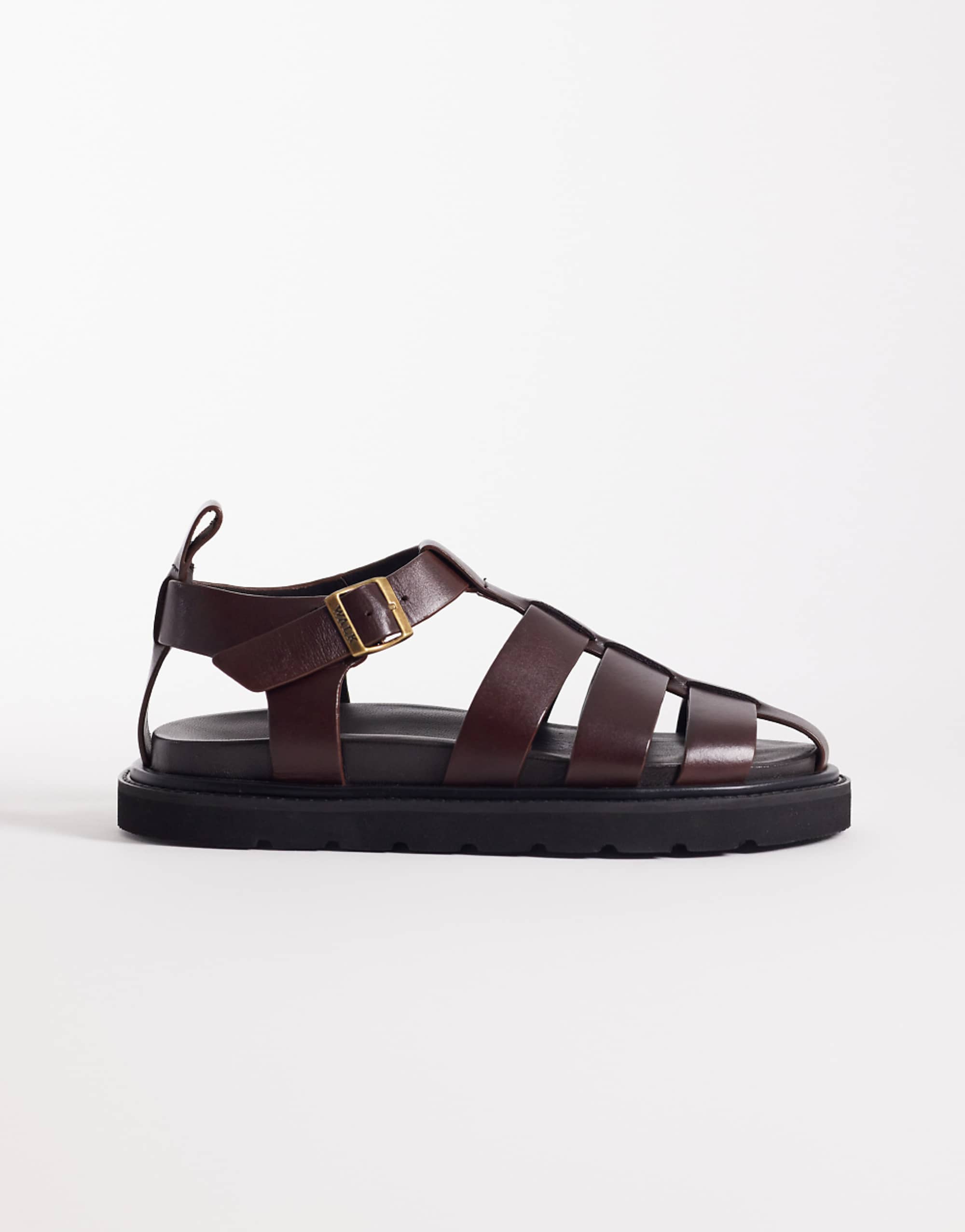 Walk London Fisherman Sandal in Brown Leather