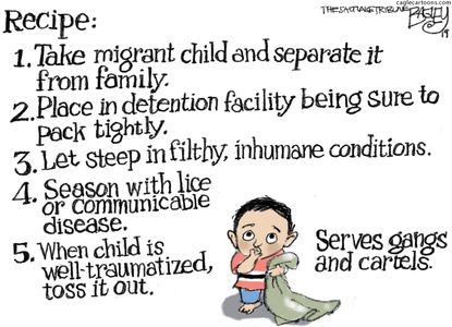 Political Cartoon U.S. Migrant Child Border Crisis Gang Recipe