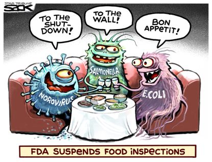 Political Cartoon U.S. FDA Food Inspections Government Shutdown