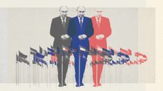 Illustration of Vladimir Putin encircled by Nato country flags