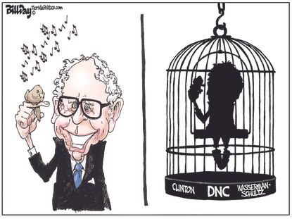 Political cartoon U.S. Bernie Sanders DNC Hillary Clinton Wasserman-Schultz