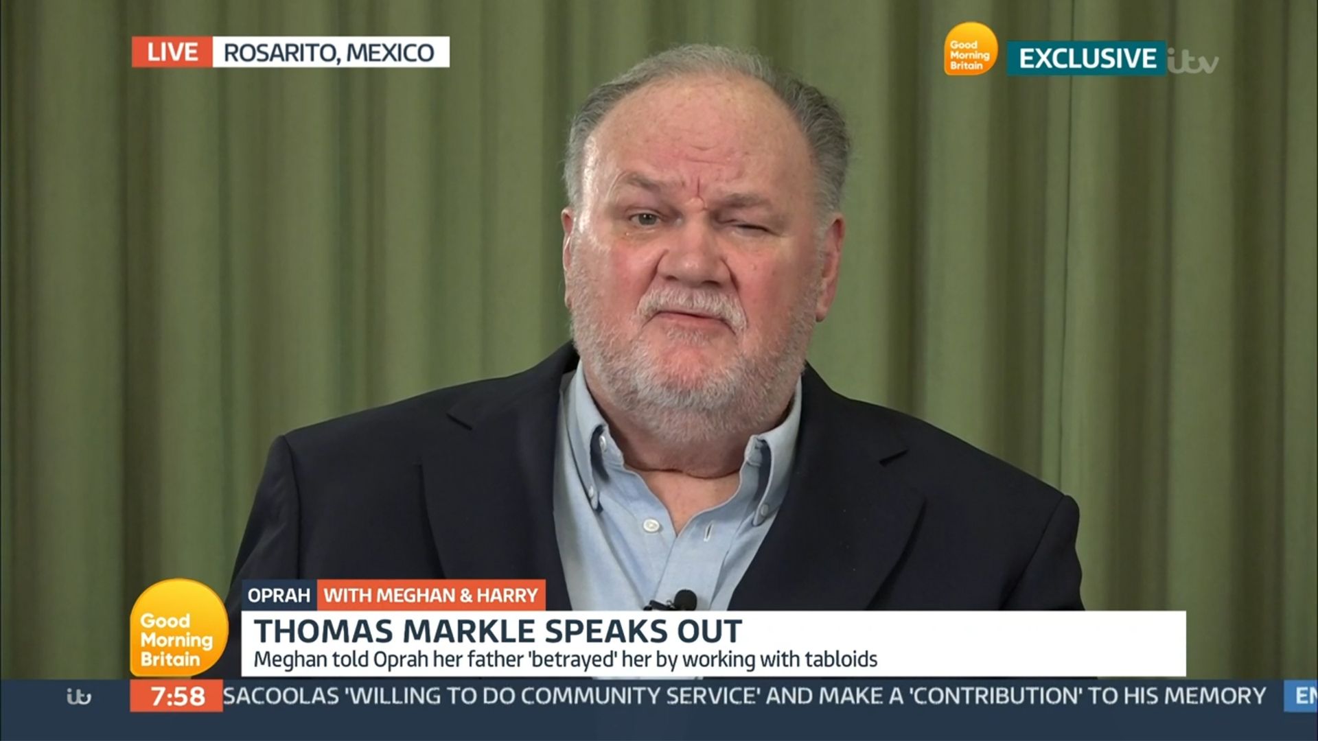 Thomas Markle speaking on Good Morning Britain