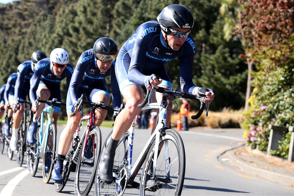 Adrian Hegyvary of USA out front for the Powernet Team in the Tour of Southland Prologue