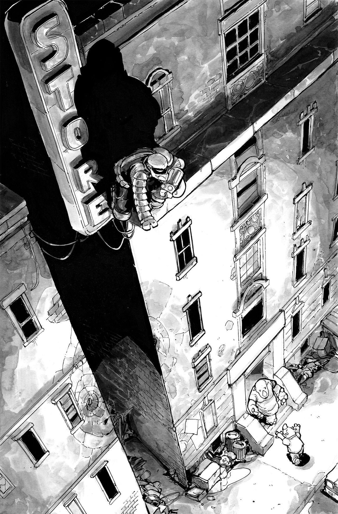 Inked pages from TMNT: Nightwatcher #2