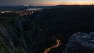 The Cheddar Gorge scene underexposed but the trails are perfectly exposed here