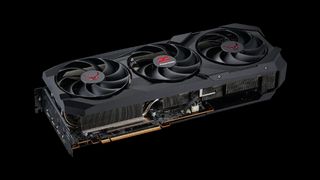 PowerColor Red Devil AMD RX 9070 XT graphics card shown side-on