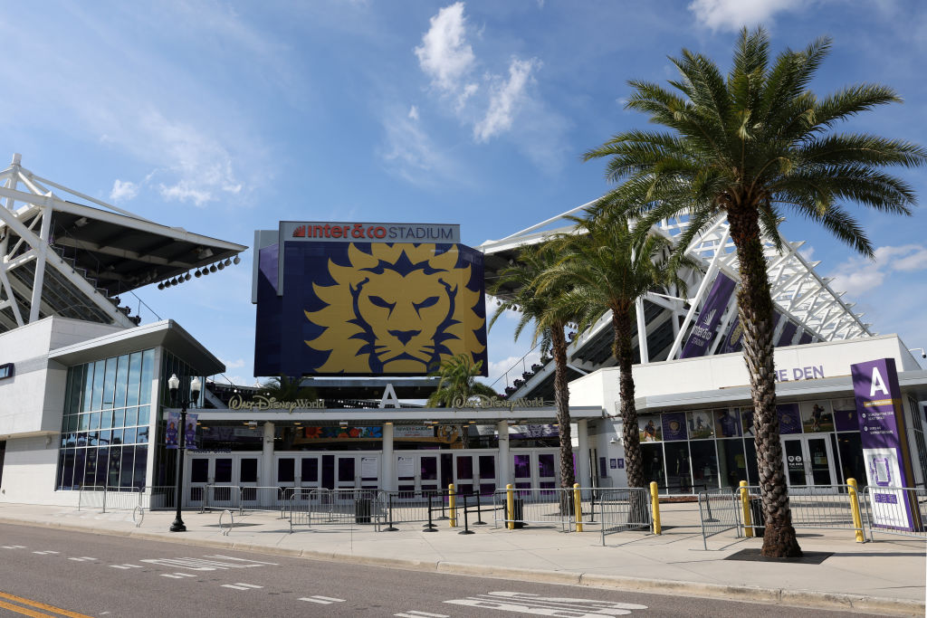 Outside view of the stadium the NWSL match between Orlando Pride and Chicago Stars at Inter&amp;amp;Co Stadium on March 14, 2025 in Orlando, Florida.