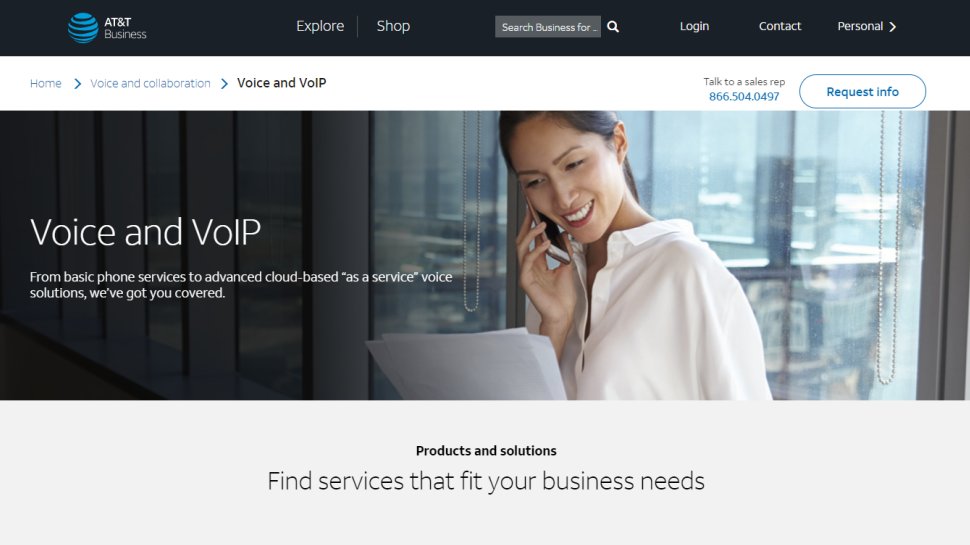 Website screenshot for AT&T Business