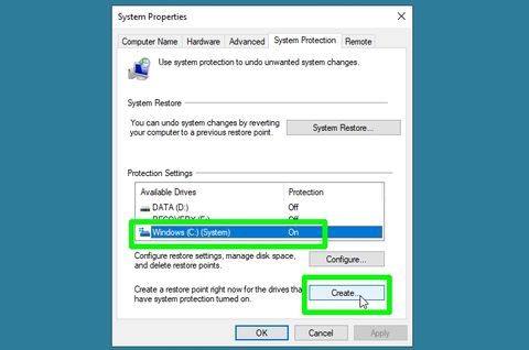 enable system protection from command prompt
