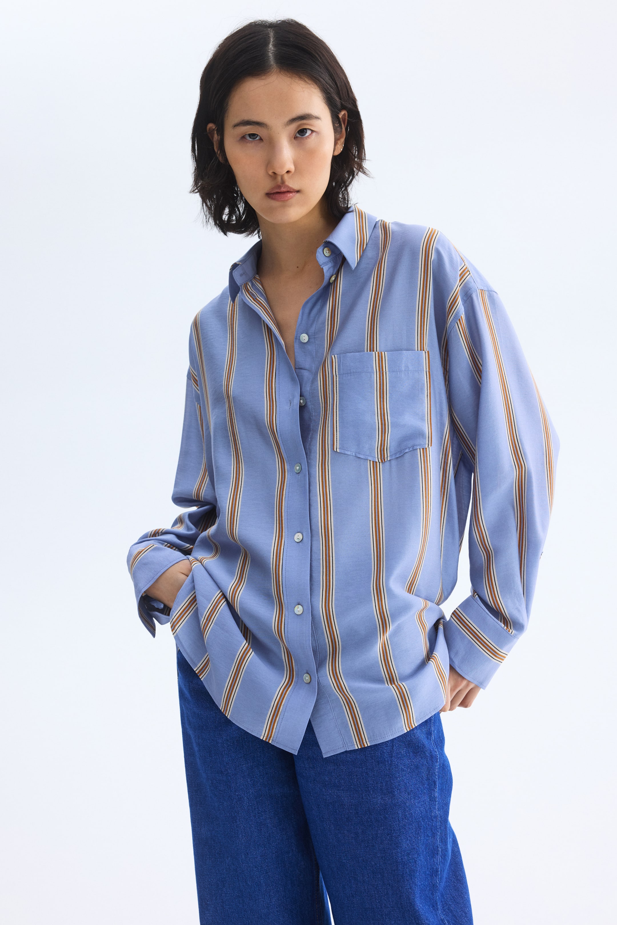 Oversized Shirt - Light Blue/striped
