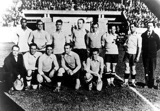 Jose Andrade on the far left of the Uruguay team photo