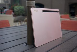 The Samsung Galaxy Tab S8+ from the left side