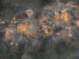 A section of the 1.7-gigapixel image of the Milky Way created by Finnish astrophotographer J-P Metsavainio. 