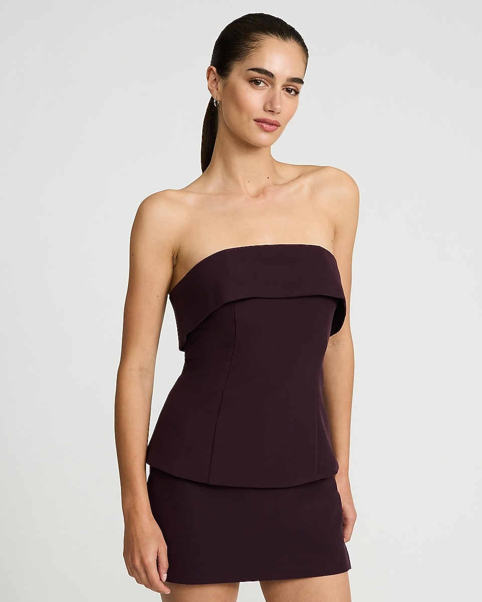 express, Studio Stretch Twill Fold Over Strapless Tailored Top