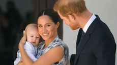 Prince Harry, Duke of Sussex, Meghan Markle, Duchess of Sussex and their baby son Archie Mountbatten-Windsor meet Archbishop Desmond Tutu and his daughter Thandeka Tutu-Gxashe at the Desmond & Leah Tutu Legacy Foundation during their royal tour of South Africa on September 25, 2019 in Cape Town, South Africa.