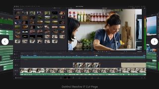 DaVinci Resolve software for editing video on youtube screenshot of software with picture of people in kitchen