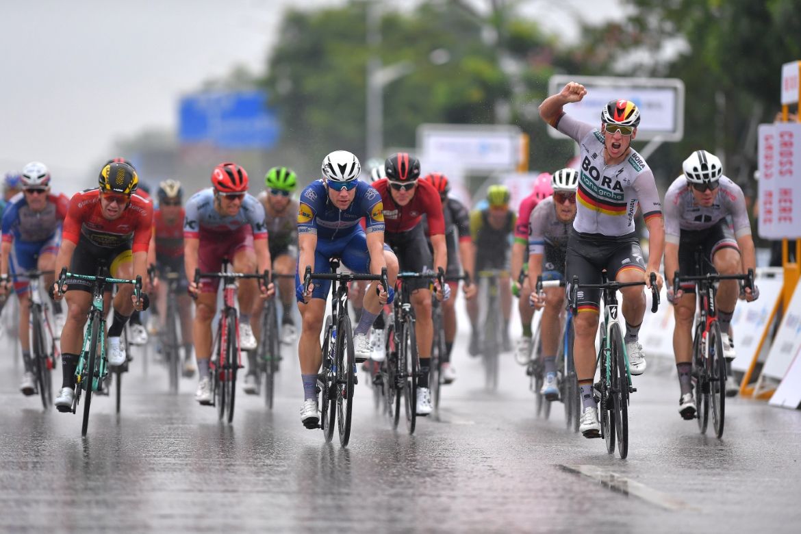 Pascal Ackermann (Bora-Hansgrohe) celebrates his win