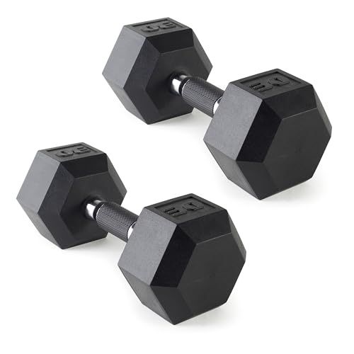 30 Lb Rubber Coated Hex Dumbbell Pair