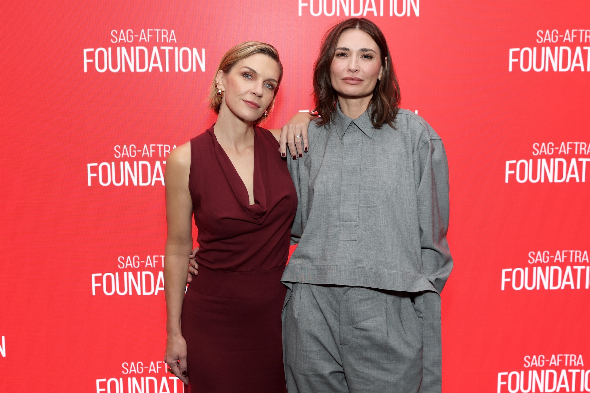 Rhea Seehorn and Karolina Wydra attend the SAG-AFTRA Foundation Conversations &quot;Pluribus&quot; screening and conversation at SAG-AFTRA Foundation Robin Williams Center on November 07, 2025 in New York City