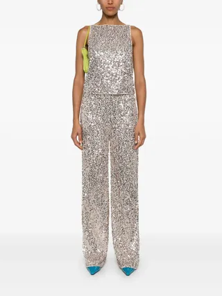 ROTATE BIRGER CHRISTENSEN, Net sequin straight-leg trousers